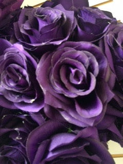 Artificial Flower Rose Bunch with leaf 18 head (Dark Purple) - Richview Glass Wedding Supplies