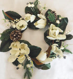 Artificial Flower Wreath with Magnolia White - Viva La Rosa