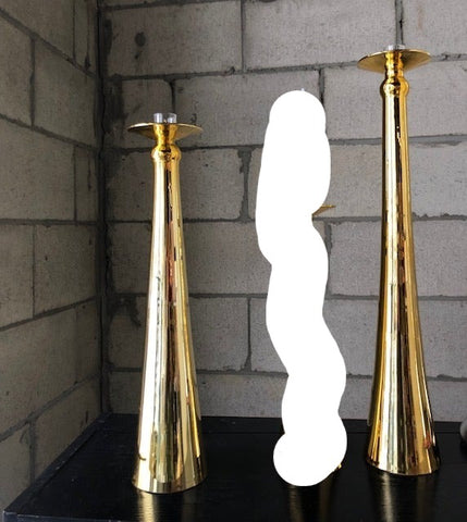 Gold 19” & 22” Candle holder set of 2 glass vase Taper candles Candleholder (XD2239DJ)