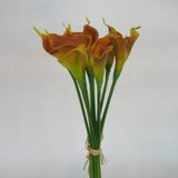 REAL TOUCH CALLA LILY LILIES MINI 12/BUNCH SB112 ORANGE