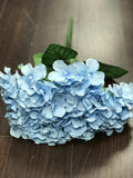 Artificial Flower Light Blue  Hydrangea Bunch 7 head silk - Richview Glass Wedding Supplies