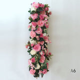 White Table Runner Artificial Flower Rose Hydrangea Arrangement
