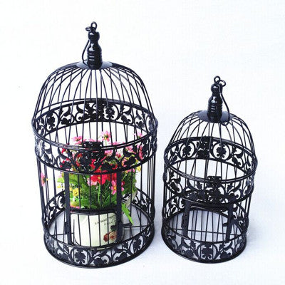 Bird Cage Metal black 10"Hx17.75"D Decor- BDG5 - Richview Glass Wedding Supplies