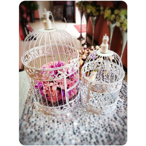 Bird Cage Metal white 17.75"Hx10"D Decor- BDG10 - Richview Glass Wedding Supplies