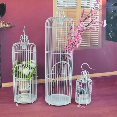 Bird Cage Metal white 33.5"Hx10"D Decor- BDG2 - Richview Glass Wedding Supplies