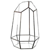 GEOMETRIC 9.5"x5" Long PLANTER GLASS TERRARIUM VASE (Black)- GEO2