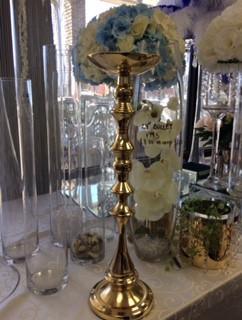 GOLD 20.5" METAL CANDLE HOLDER DECOR CANDLEHOLDER - Richview Glass Wedding Supplies