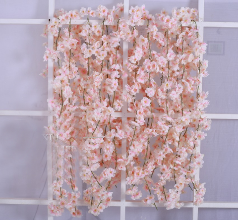 Artificial Flower Cherry Blossom Blush Hanging Flower long garland decor - Richview Glass Wedding Supplies