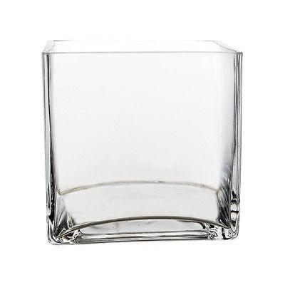 GLASSWARE WHOLESALE 4" Clear CUBE VASE GLASS VASE - Richview Glass Wedding Supplies