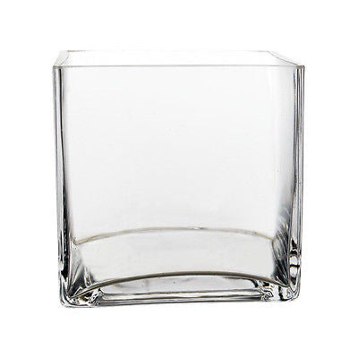 5" Cube Vase Clear Glass wedding centerpiece - Richview Glass Wedding Supplies