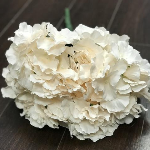 Artificial Flower Blush Hydrangea Bunch 6 head silk - Richview Glass Wedding Supplies