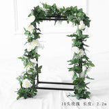 Green Artificial Flower Ivy leaf Garland with champagne flower wedding greenery 2.2m