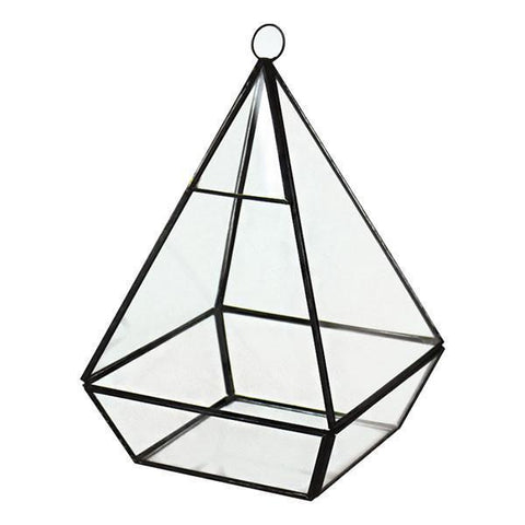 GEOMETRIC 8" PLANTER GLASS PYRAMID TERRARIUM VASE (Black) -GEO1-3 - Richview Glass Wedding Supplies