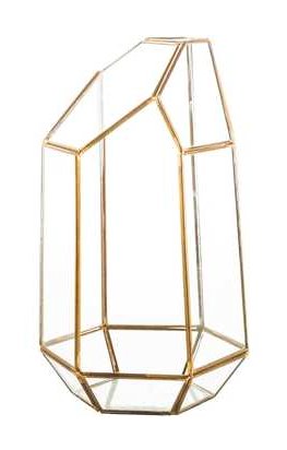 GEOMETRIC 9.5"x5" PLANTER GLASS TERRARIUM VASE (Gold)- GEO1