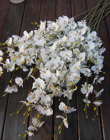 Artificial Flower white Oncidium Dancing Lady orchid silk flower (ONC1) - Richview Glass Wedding Supplies