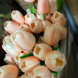 Peach 10x Real Touch PU flower Tulip (peach)