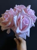 Moist Touch Real Touch Open Rose Bouquet Light Pink