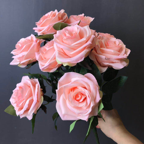 New Coral pink Artificial Diamond Rose Bunch 10 head
