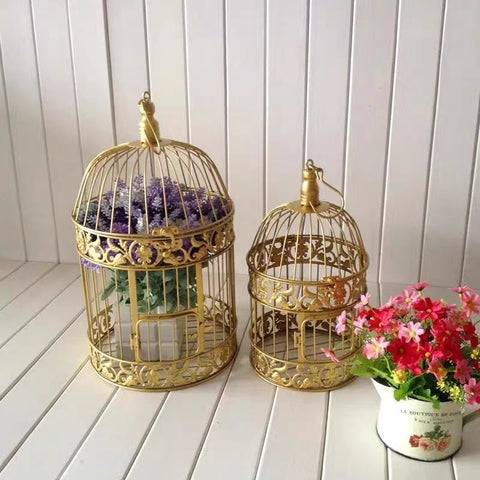 Bird Cage Metal Gold 20.75"Hx12.25"D Decor- BDG6