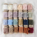 Chiffon Silk Vintage with frailed edge Ribbon roll 2.5cm wide 5 meter roll