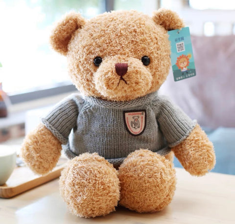 12.5” Brown Bear with grey sweater