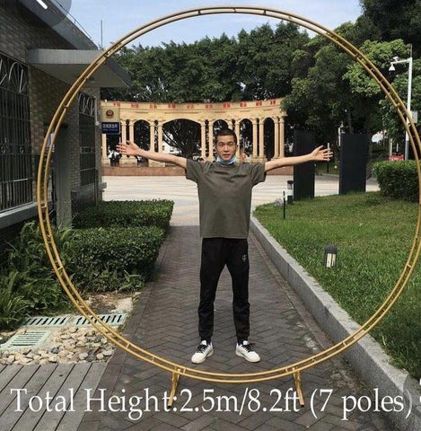Gold horizontal double hoop Round 2.5 meter
