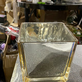 Gold Solid Wedding Centrepiece 5" Cube Square Glass Vases