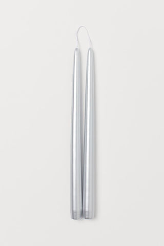 Pack of 12 PCs Silver taper Candles wedding decor 10” long