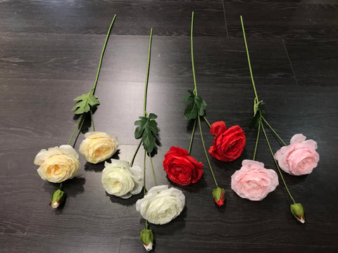 New 2+1 head Cream Puffy Rose Spray artificial flower