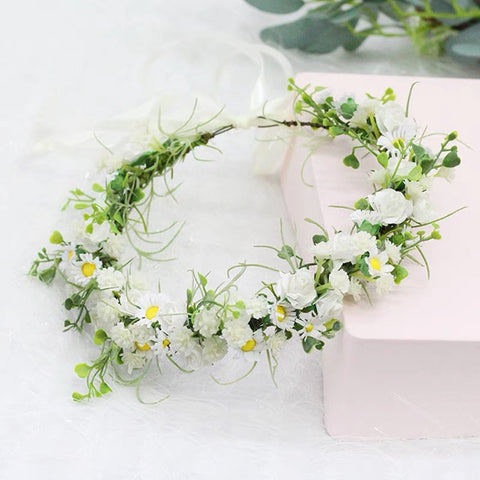 Daisy Head piece for flower girl bride hairband ranunculus head band hair piece