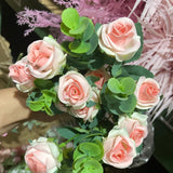 Mini rose bunch champagne with Pink center Artificial Flower