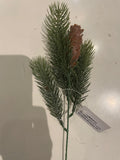 Christmas Pick cms0012 greenery 10” glitter pine with 1 cone