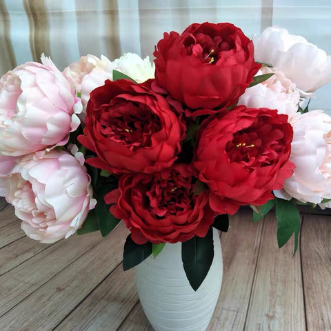 Red 5 Head Peony bunch