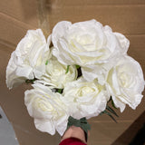 New Rose Cream 9 head Empress Roses Artificial Flower large sweet rose