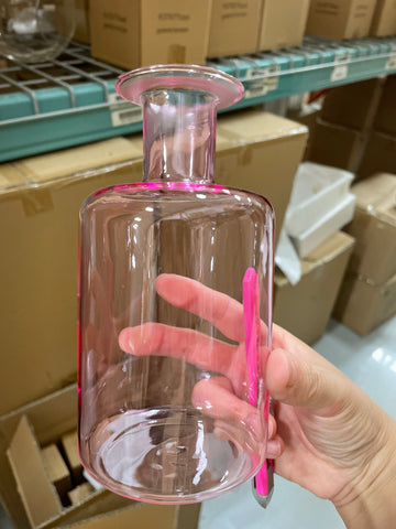 Lampwork Small Bud vase 6”H pink