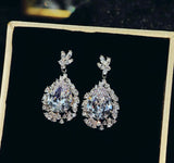 Silver large waterdrop Rhinestone Earring