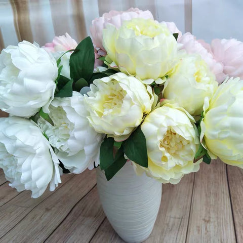 5 Head Peony Bunch white