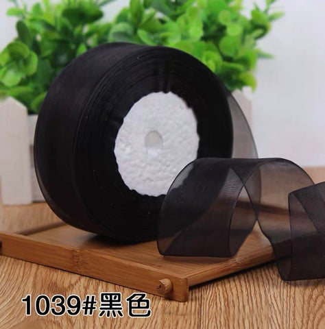Sheer ribbon roll( 3.8-4 cm/1.5" ) (Black)