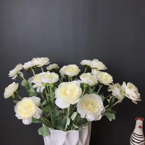 3 head cream Single stem Ranunculus artificial flower