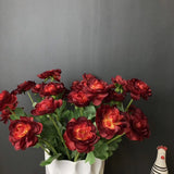 Burgundy Red Single stem Ranunculus artificial flower filler flower