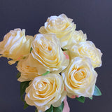 Artificial Diamond Rose Bunch 9 head (Yellow)-ART1-19