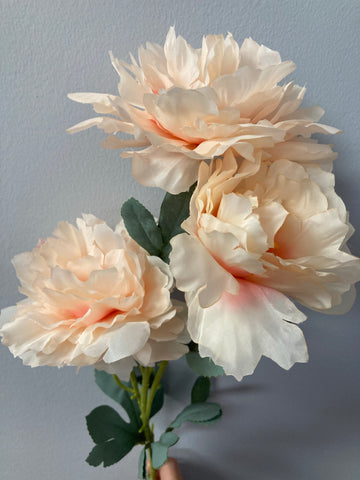 3 head PEONIES PEONY Spray Blush Pink