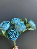 Turquoise blue Rose Bunch 9 head GEM