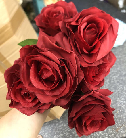 New 7 head Red Rose Artificial flower