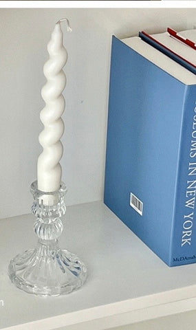New Glass CANDLEHOLDER GLASS vase 4”Hx3"D striped