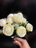 Cream Ranunculus bunch artificial wedding decor (6xMini Silk flower)