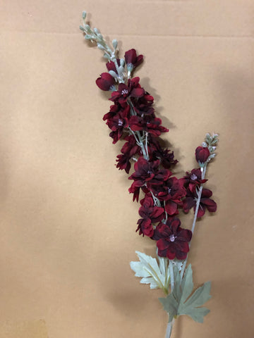 Burgundy Artificial Silk flower Delphinium - Richview Glass Wedding Supplies