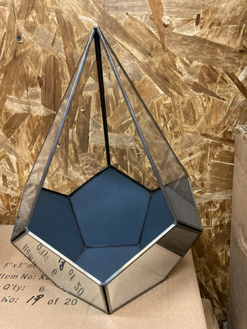 8.5" Diamond with mirror geometric terrarium Black