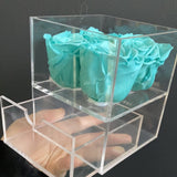 Preserved Rose in acrylic box with drawer White (box of 4)