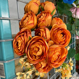 Orange 12 head Austin ROSE BUNCH